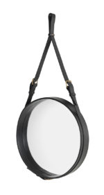 Miroir circulaire S cuir noir
