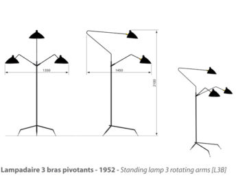 Size, Standing lamp 3 arms, Serge Mouille