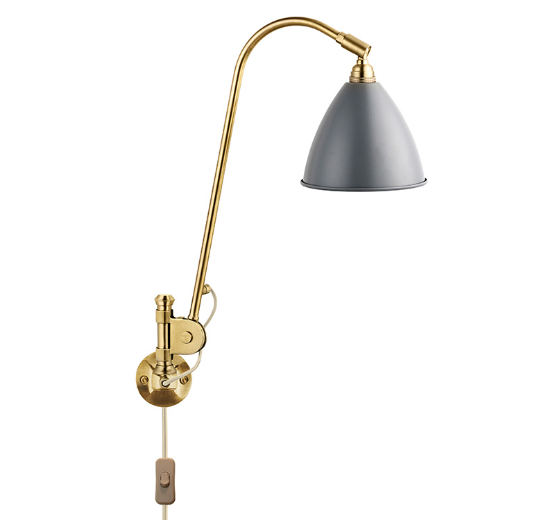 Wall lamp BL6, brass with grey shade, Bestlite, Gubi