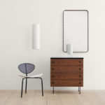 Chest of drawers Serie 62, Greta Grossman, Nagasaki chair, Matégot, Adnet mirror, Pedrera lamps, Gubi