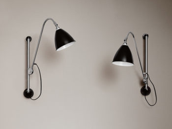 Pair of wall light BL5, chrome with black shade, Bestlite, Gubi