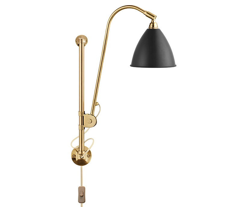 Wall lamp BL5, brass with charcoal black shade, Bestlite, Gubi
