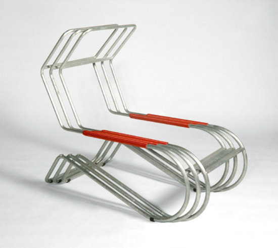 Lounge chair Lido, red fabric, Giudici, Wohnbedarf, WB Form