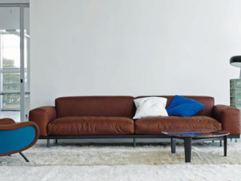 Naviglio sofa, leather (Rubino), Umberto Asnago, Arflex