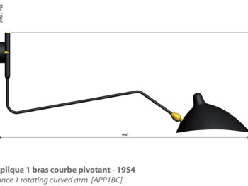 Applique 1 bras droit cotes, Serge Mouille