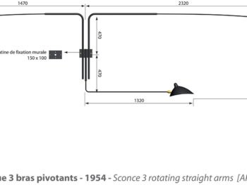 Masse, Wandleuchte 3 schwenkbare Arme, Serge Mouille