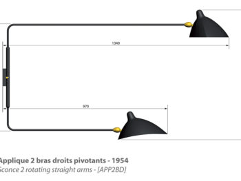 Cotes, applique 2 bras droits pivotants, Serge Mouille