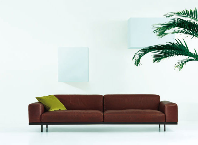 Naviglio sofa, leather (Rubino), Umberto Asnago, Arflex