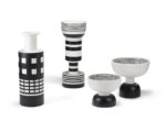 Black and white ceramic bowls and vases, Ettore Sottsass, Bitossi