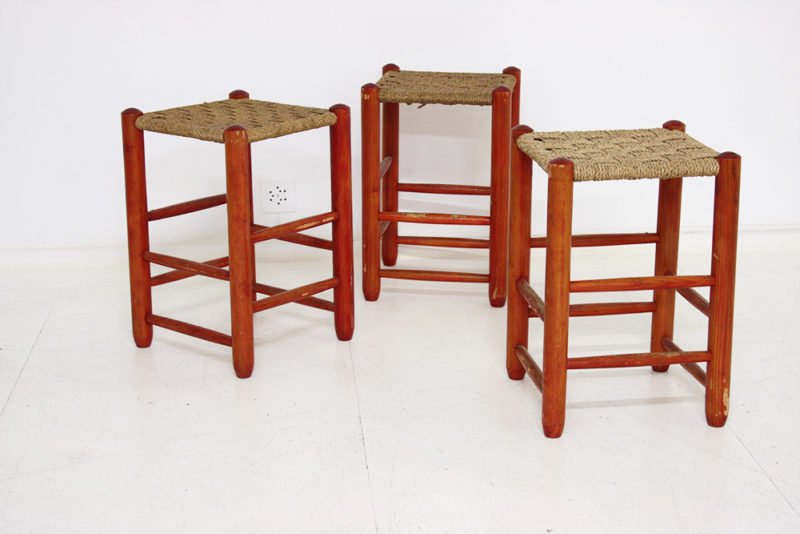 3 vintage stools in the style of Charlotte Perriand