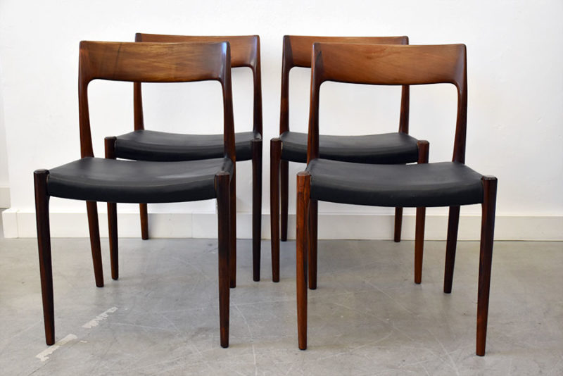 6 rosewood chairs 77, Niels O. Møller, J.L. Moller
