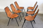 Set of 6 Les Arcs chairs, Charlotte Perriand, ca. 1960.