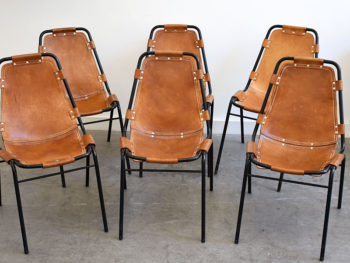 Set of 6 Les Arcs chairs, Charlotte Perriand, ca. 1960.