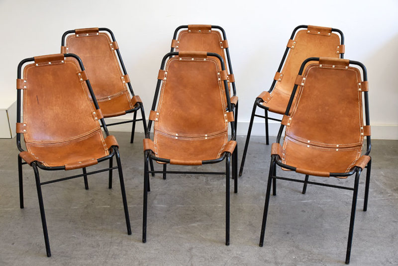 Set of 6 Les Arcs chairs, Charlotte Perriand, ca. 1960.