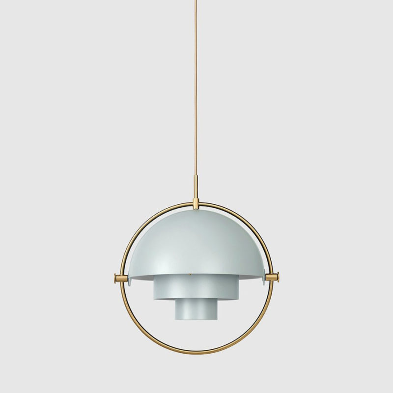 Suspension Multi-lite, Louis Weisdorf, Gubi. Sea Grey (vert d'eau) / Laiton