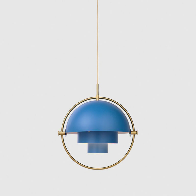 Suspension Multi-lite, Louis Weisdorf, Gubi. Bleu / Laiton