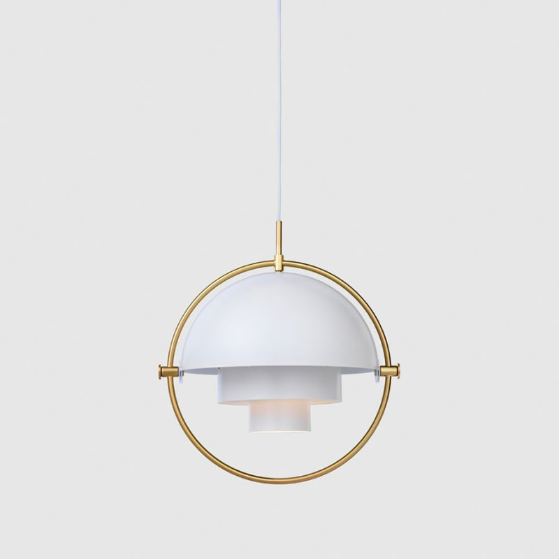 Suspension Multi-lite, Louis Weisdorf, Gubi. Blanc / Laiton