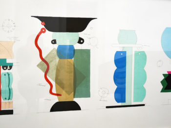 Sérigraphie de Ettore Sottsass pour Kalos, 1986, vases Memphis